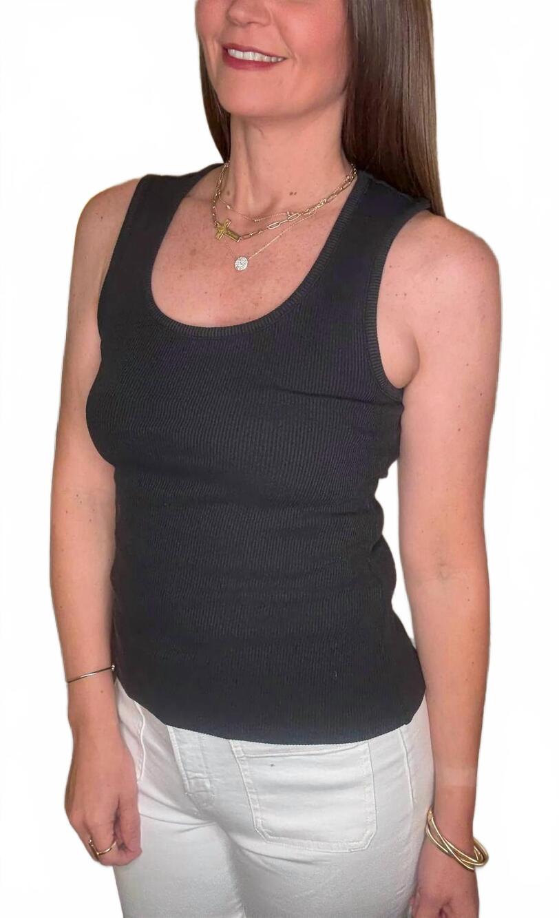 NEW VELVET HEART women's ribbed scoop neck tank top in black